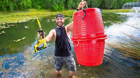 Building Homemade Bait Corral for My Backyard POND!! (safe .